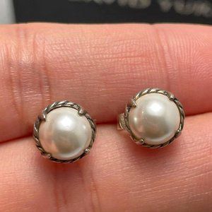 Authentic David Yurman Pearl Chatelaine Earrings in Silver